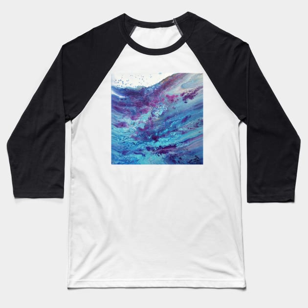 Waves Acrylic Flow Painting Baseball T-Shirt by JMarieDesigns